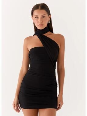 Peppermayo NWT Breaking News Micro Mini Dress Black Sz US 4 Wrap Neck Chic